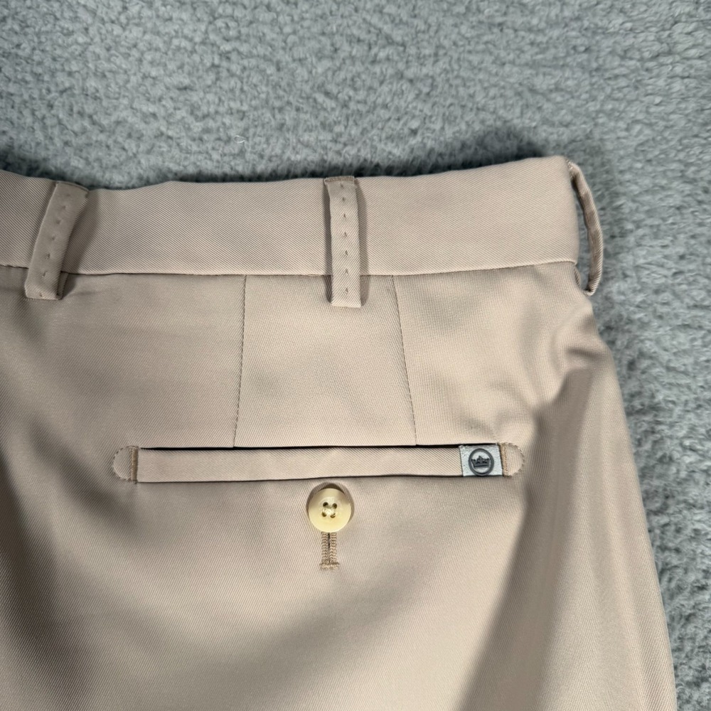 Peter Millar Pants Mens 35 (Fits 35x28) Khaki Tan Flat Front Performance Golf - Picture 8 of 10